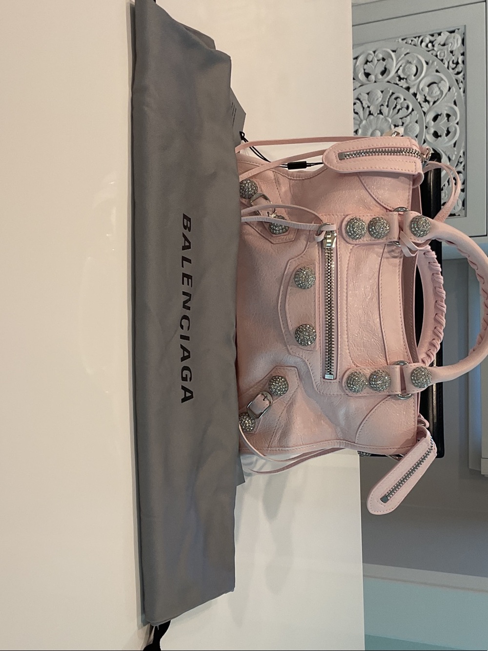 Balenciaga Mini City Bag in Pale Pink with Silver Hardware - Picture 9 of 11